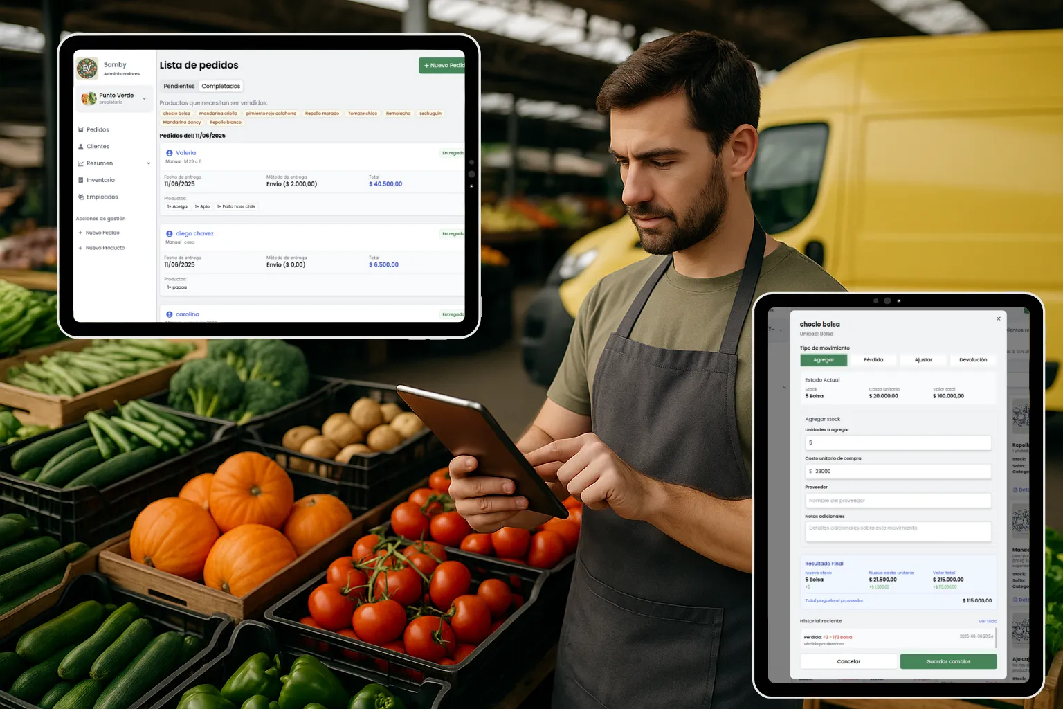 Dashboard de inventario para fruterías y verdulerías - Sistema Samby